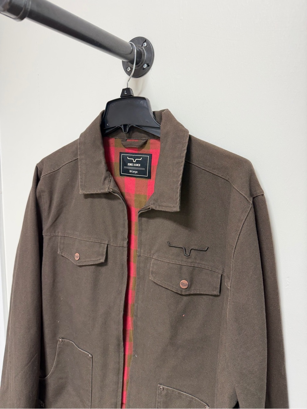 Kimes Ranch Men’s XXL Brown Canvas Work Jacket Plaid Lined Western Ranch